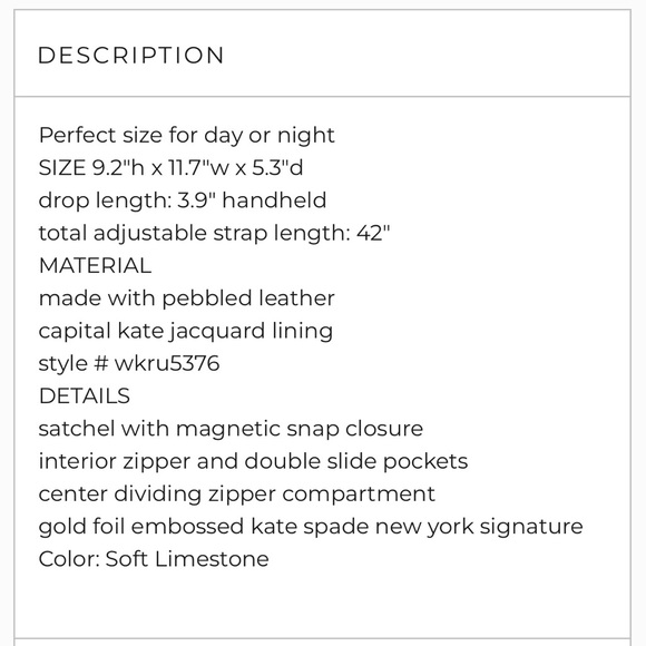 KATE SPADE NEW YORK — LARCHMONT AVENUE EVANGELIE SATCHEL BAG, SOFT LIMESTONE - Picture 8 of 13